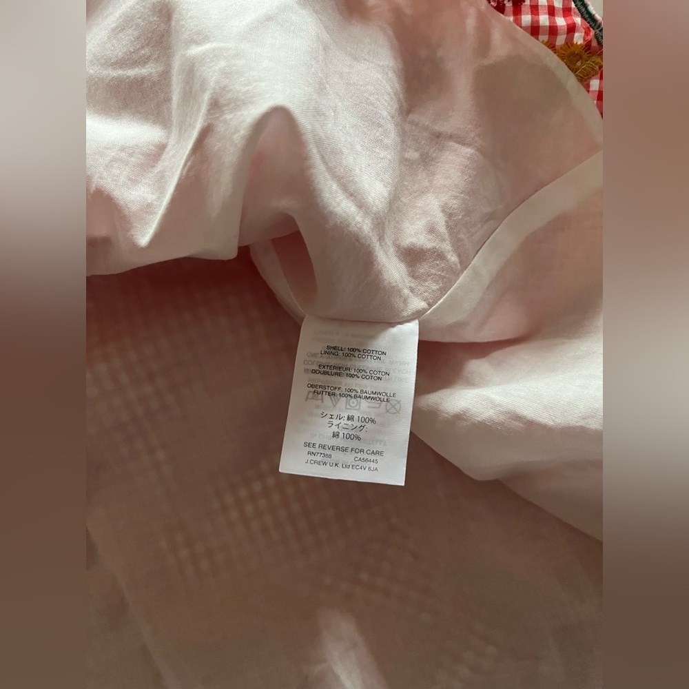 Madewell Embroidered Gingham Circle Skirt scalloped hem floral embroidery size 4 - Picture 3 of 6